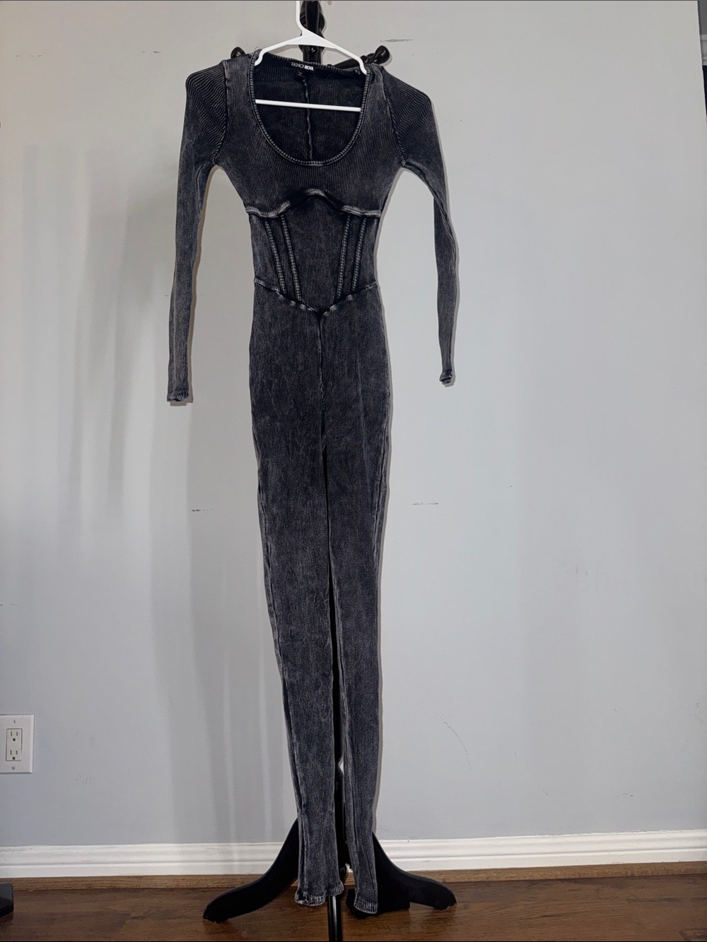 Fashion Nova Grey Washed Corset Sculpted Romper 8.T